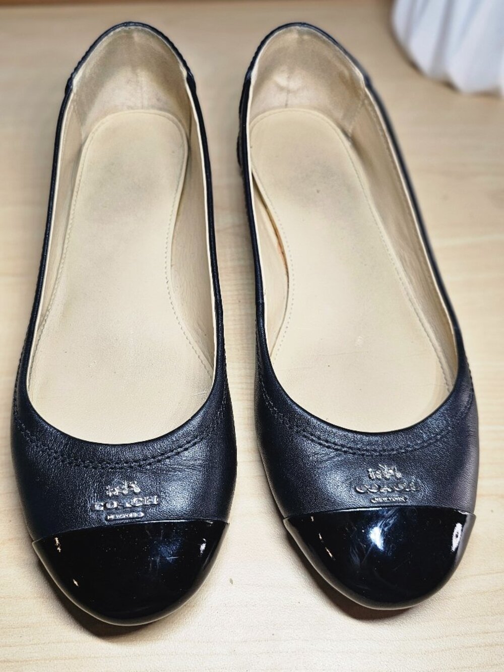 Size 7 Black Coach Flats with silver details
